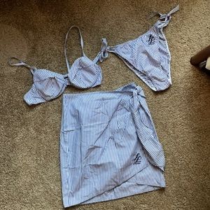 La Perla Swim Set and Wrap Skirt, Striped